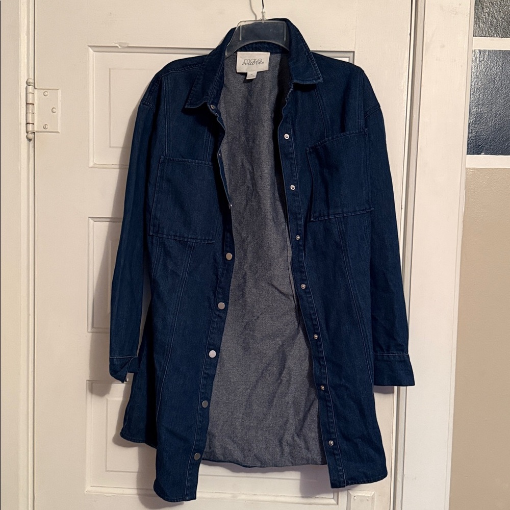 Mare Mare x Anthropologie Denim Shirt Dress Womens M jacket Blue Button Up Mini